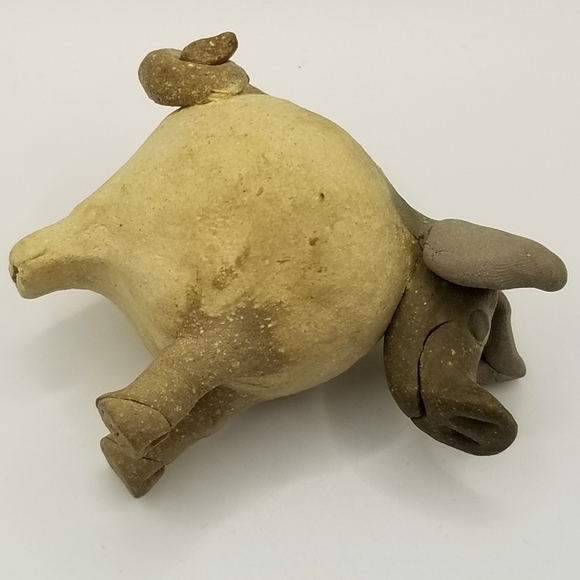 Clay Pottery Whistle Primitive Folk Art Pig Tail Ceramic Handmade Figural Signed - Picture 10 of 11
